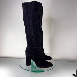 Sam Edelman Caprice Knee High Boot Black Suede Leather Pull On